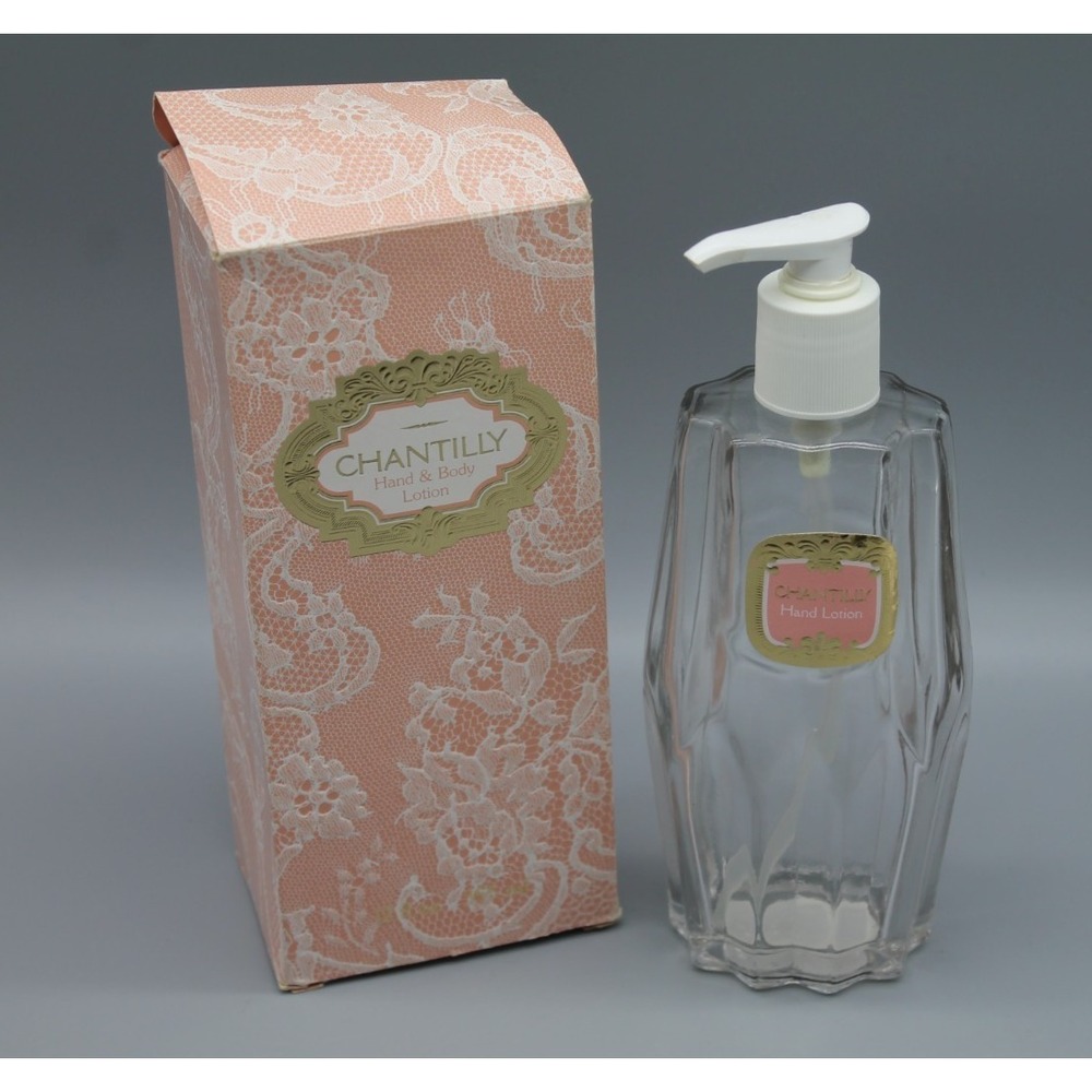 Vintage Avon Chantilly Hand Body Lotion Empty Glass Pump Bottle With Box 8oz